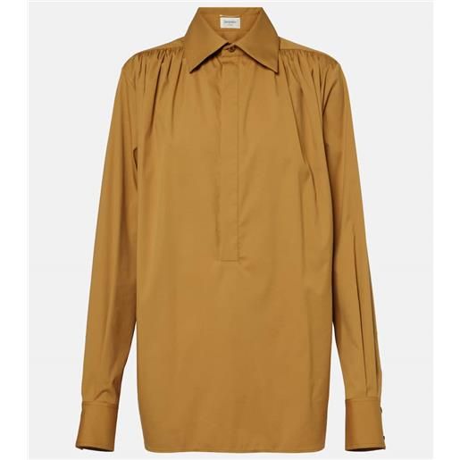 Saint Laurent blusa in misto cotone con arricciatura