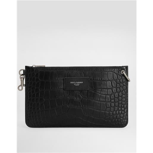 Dolce & Gabbana necessaire in pelle di vitello stampa cocco