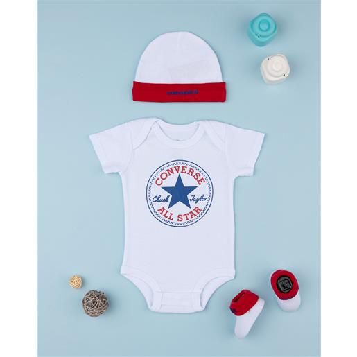Converse set 3 pezzi Converse cappellino + body + scarpe bianco e rosso
