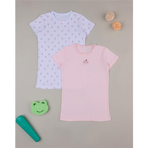 Prénatal pack 2 t-shirt bimba fiori bianco/rosa