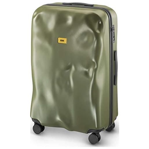 CRASH BAGGAGE icon cabin | trolley rigido bagaglio a mano (55x40x22 cm) design italiano 35 l capacità 4 ruote girevoli 100% in policarbonato chiusura a combinazione green olive (s)