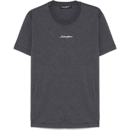 Dolce & Gabbana t-shirt in cotone con logo - grigio