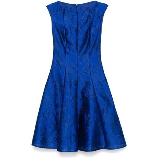 Talbot Runhof abito midi a fiori jacquard - blu