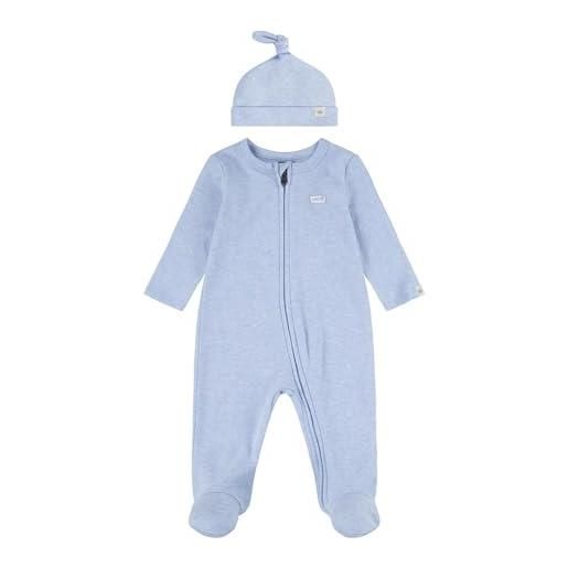 Levi's lvn footed coverall & hat set 6ek247 abiti coordinati, atlantic heather, 3 months bimbo