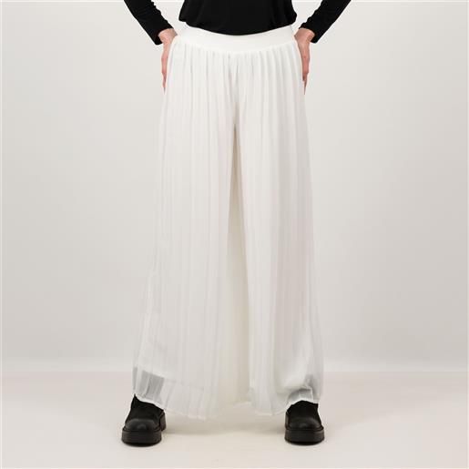 Nina Leonard pantaloni palazzo in chiffon plissé con fodera in maglina