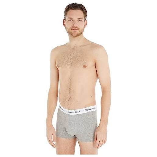 Calvin Klein uomo pantaloncini boxer vita bassa confezione da 3 intimo, grigio (grey heather), m