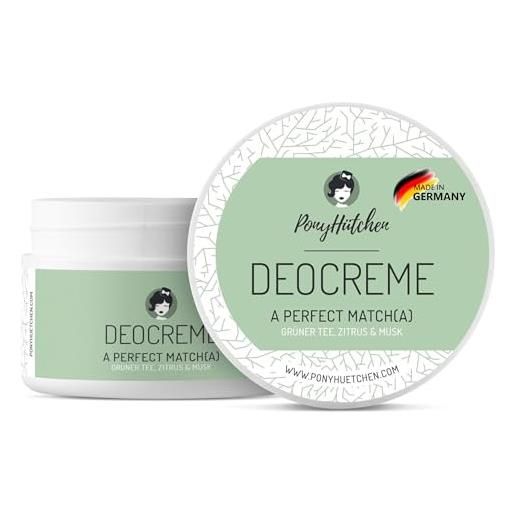 PonyHütchen, crema deodorante unisex senza sali di alluminio, per uomo e donna, 50 ml, crema cosmetica naturale, biologica, vegano, realizzata a mano in germania, 0% sali di alluminio