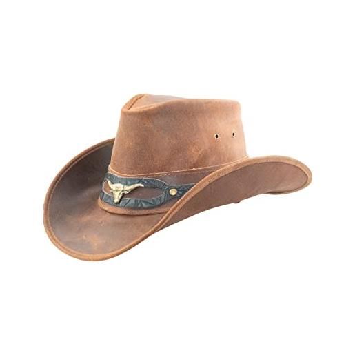 Black Jungle ontario outdoor western cappello in pelle australia cowboy cappelli in pelle cappello da equitazione unisex (s, ocra)