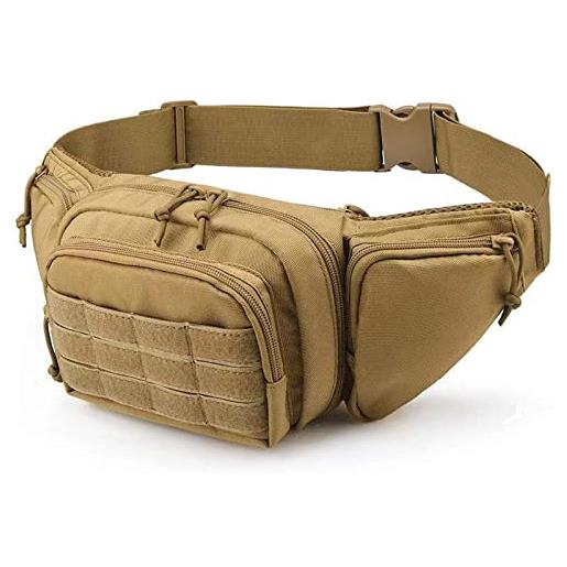 Selighting marsupio uomo sportivo, Selighting borsetta a tracolla militare marsupio tattico casual multiuso porta sportivo marsupio molle tattico cintura corsa sottile zaino da camping e outdoor (marrone)
