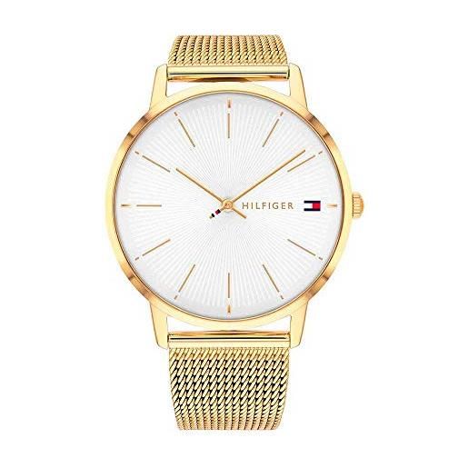 Tommy Hilfiger orologio analogico al quarzo da donna con cinturino in maglia metallica in acciaio inossidabile dorato - 1782245