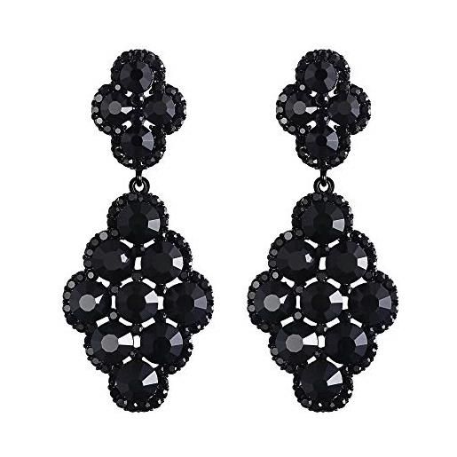 EVER FAITH Rettangolo Orecchini Blu Rhinestone Cristallo Geometrico Statement pendente Chandelier