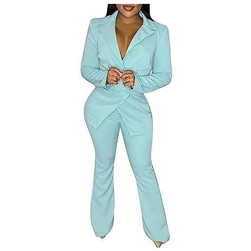 HEONSATI completo tailleur suit blazer da lavoro set primavera con bottoni abiti in due pezzi tailleur donna eleganti primavera completo manica lunga tailleur tuta donna taglie forti aperto davanti