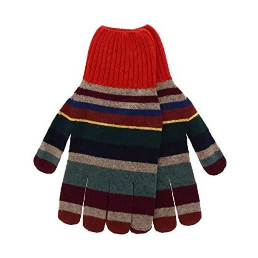 Gallo guanto uomo in lana righe multicolori toni del rosso bordeaux