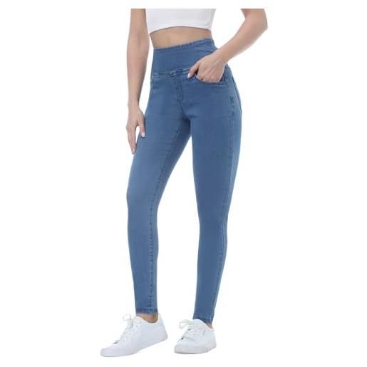 Chasehot jeans donna elasticizzati, jeggings donna treggings leggins a vita alta skinny aderenti pantaloni stretti slim jeggings ankle con tasche, blu medio-m