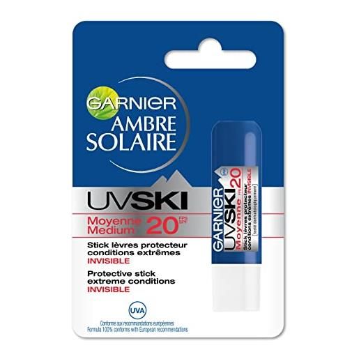 Ambre Solaire garnier - protezione solare per labbra "Ambre Solaire - uv ski", invisibile, formato stick, per condizioni estreme, spf 20