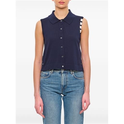 Thom Browne canotta in cotone con dettaglio a 4 righe - blu