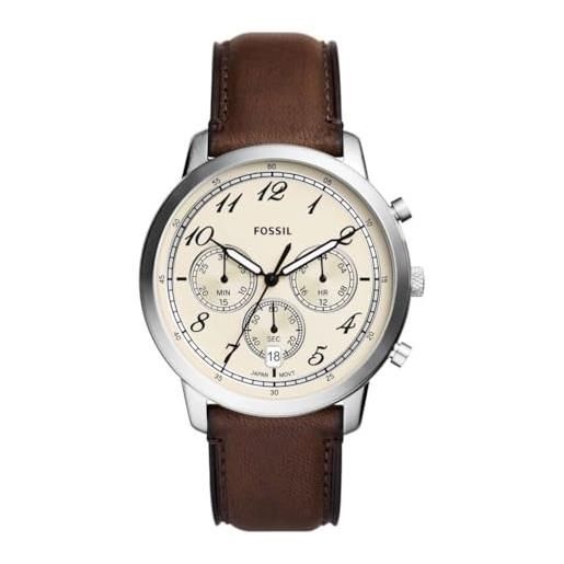 Fossil orologio neutra da uomo, movimento cronografo al quarzo con cinturino in pelle