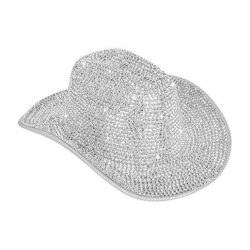 INOGIH cappello da cowboy da donna con frange e strass, cappello da cowboy con nappa, per feste musicali e festival (m, argento, m
