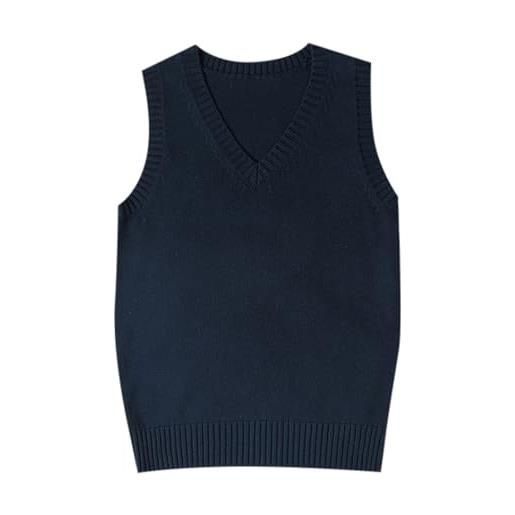 Generic gilet maglione lavorato a maglia con scollo a v stile preppy per top pullover casual scolastico per ragazze adolescenti maglioni dolcevita invernali