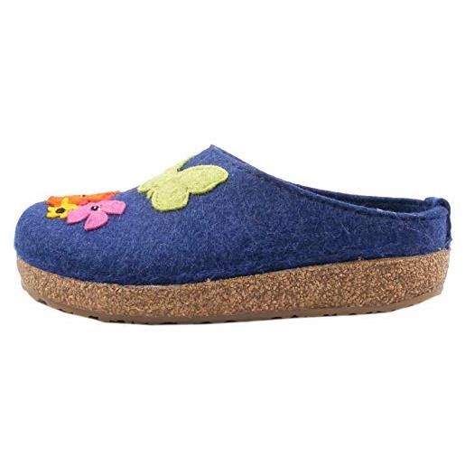 HAFLINGER 731075 grizzly garden pantofole unisex adulto, numero: 42 eu, colore: blu
