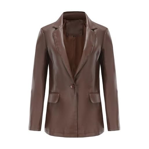 VIVICOLOR blazer in pelle per le donne one button pu giacca in pelle slim fit casual blazer coats