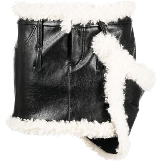 Coperni minigonna con bordo in shearling - nero