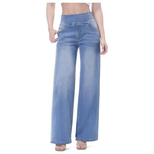 Chasehot jeans donna vita alta, jeans donna elasticizzati jeggings pantaloni a gamba diritti larghi casual push up leggins, lavaggio indigo scuro-xxl, 31