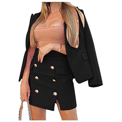 ORANDESIGNE tailleur donna gonne e giacca tuta due pezzi blazer + minigonna completo elegante tailleur sexy moda business ol formale per ufficio slim fit completo tailleur b rosa m