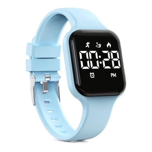 Hearkent Orologio contapassi con luce, senza app, impermeabile fino a 50 m, contapassi, calorie, sveglia, fitness tracker, orologio digitale per uomo e donna (verde