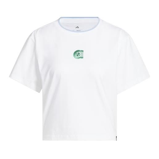 adidas donna summer prep graphic crop tee, white, xs