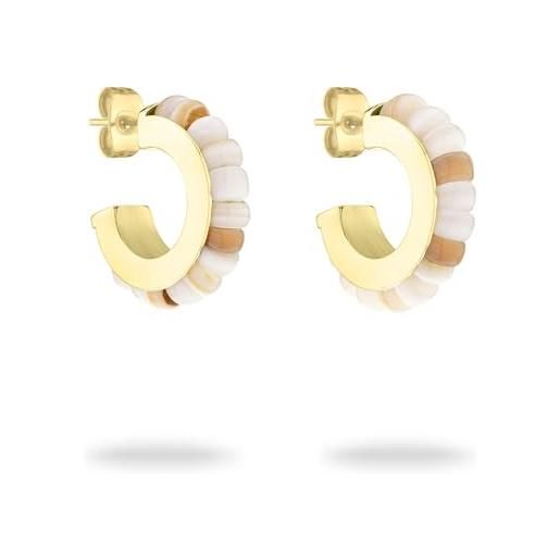 Buonocore / orecchini a cerchio 2 file / oro rosa e diamanti neri