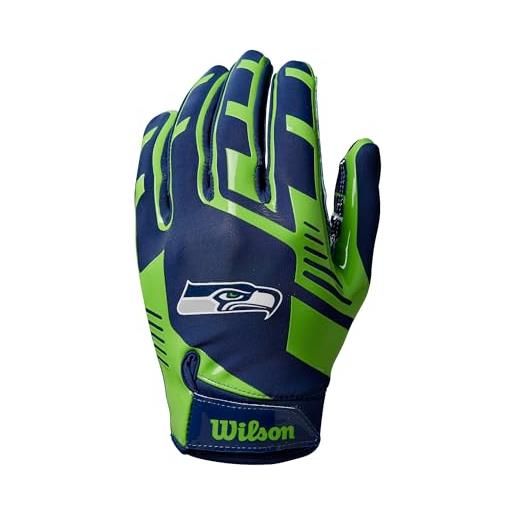 Wilson guanto da football ad nfl stretch fit, vestibilità sicura e presa salda, in tessuto traspirante, per prestazioni ottimali, squadra: san francisco 49ers, colore: rosso/oro, taglia adulto