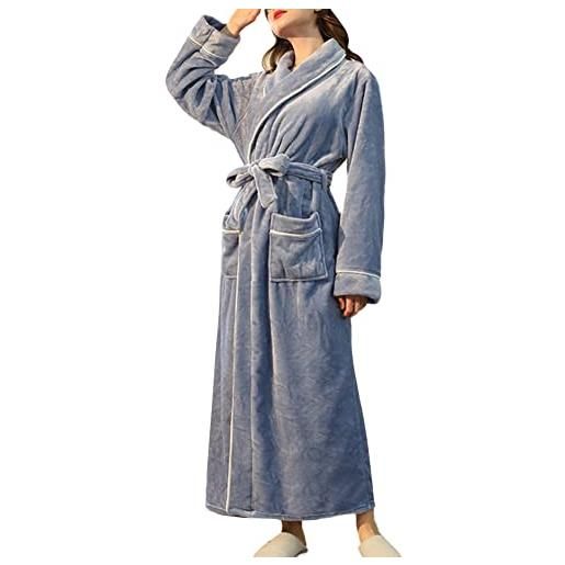 YAOTT vestaglia donna invernale pile vestaglia lunga senza cappuccio con collo sciallato, camicie da notte in microfibra, accappatoio unisex on cintura, accappatoio in pile da uomo morbidissimo. Colore b 3xl