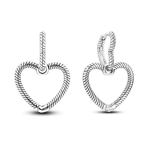 LES FOLIES DI PAOLA GRIECO orecchini doppi cerchi cuore snake in argento 925 - les folies per pandora