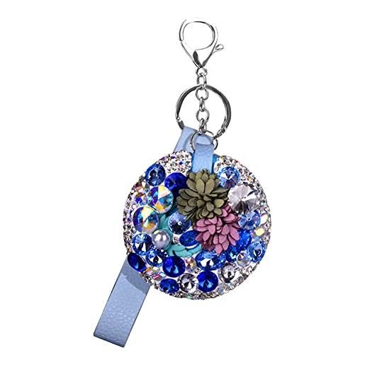 Asudaro portachiavi specchio, bling portachiavi specchio rotondo portatile specchio pieghevole specchio cosmetico compatto con portachiavi accessori ciondoli chiave da donna carini per borsa da donna