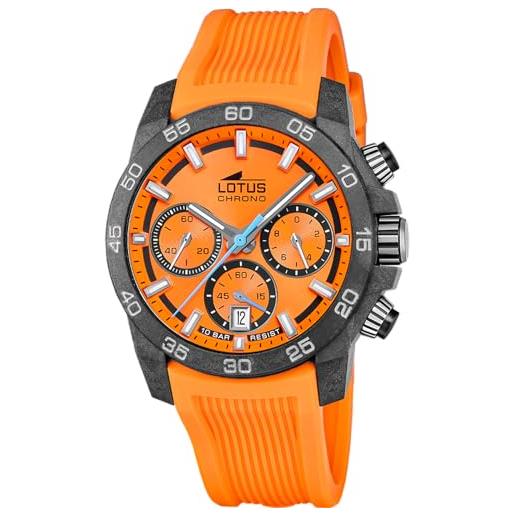 Lotus orologio uomo 18974/6 chrono cassa di fibra di carbonio nero cinturino in gomma arancione