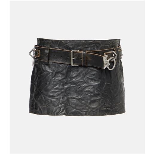 Prada minigonna in pelle con cintura
