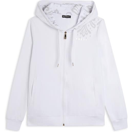 Freddy felpa zip leggera con cappuccio e dettagli floreali