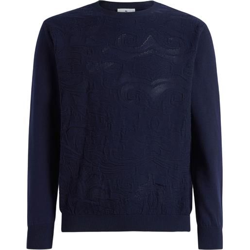 ETRO maglione in cotone con trama in rilievo - blu