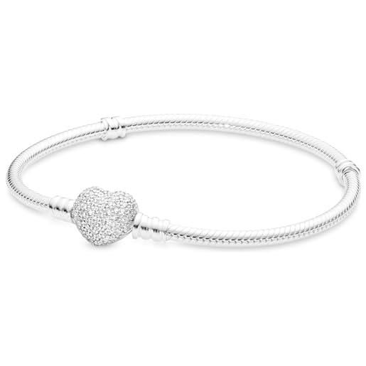 PANDORA icons bracciale in argento con chiusura a forma di cuore e zirconi cubici, 16
