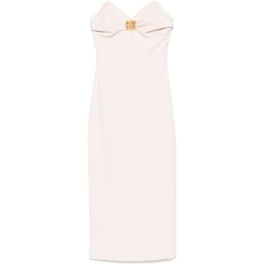 Elisabetta Franchi abito midi in crêpe con fiocco - toni neutri