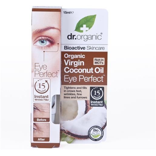 Dr Organic virgin coconut oil eye perfect siero idratante per contorno occhi all'olio di cocco 15 ml