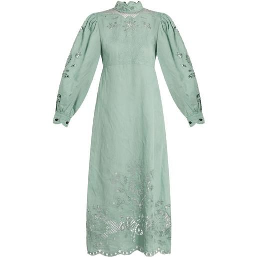 FARM Rio abito midi con ricamo - blu