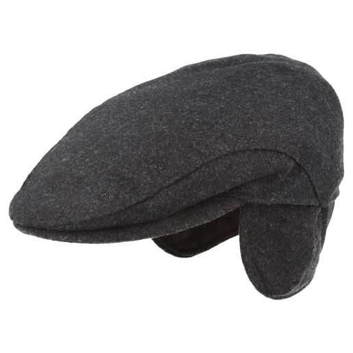 Hut Breiter breiter berretto invernale da uomo con paraorecchie, con visiera flatcap, 100% lana con paraorecchie pieghevole, delicato sulla pelle e confortevole, blu tinta unita, 60
