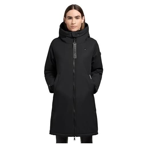 Khujo yaak3-ym - giacca lunga da donna, impermeabile, antivento, con grande cappuccio, taglia xs-xxl, nero , l
