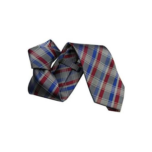 Avantgarde cravatta a quadretti cravatte in fantasia a quadri blu rossa grigia colore, grigio blu rosso 6