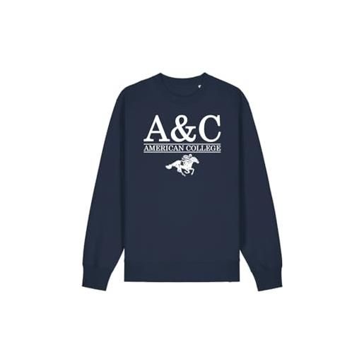 AMERICAN COLLEGE USA, set di 2 pezzi, uomo, donna, felpa e pantaloni, sweat shirt, pant, felpa, maglione, pantaloni, sportivi, lotto di 2, unisex, modello acs25set5 navy l
