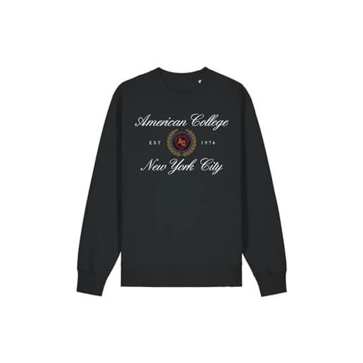 AMERICAN COLLEGE USA, set di 2 pezzi, uomo, donna, felpa e pantaloni, sweat shirt, pant, felpa, maglione, pantaloni, sportivi, lotto di 2, unisex, modello acs25set2 black s