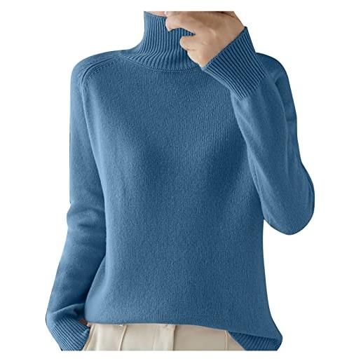 BIISDOST maglione in maglia di lana merino da donna invernale con collo alto mock neck in lana merino a maniche lunghe solido cashmere abbigliamento a maglia da donna maglione di lana girocollo a