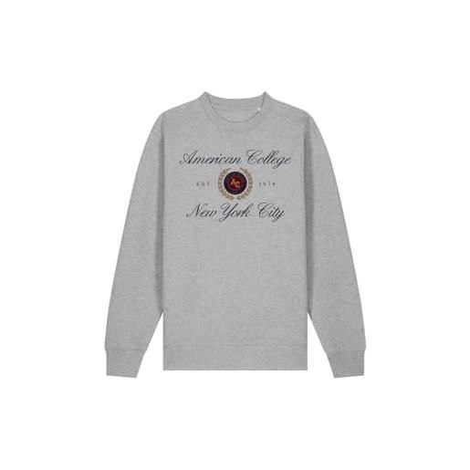 AMERICAN COLLEGE USA, set di 2 pezzi, uomo, donna, felpa e pantaloni, sweat shirt, pant, felpa, maglione, pantaloni, sportivi, lotto di 2, unisex, modello acs25set2 grey s